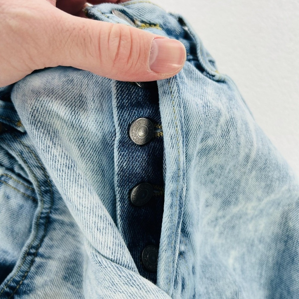 Vintage Levi's 501 Jeans Mens 33x23 Blue Acid Wash Straight Crop Frayed Hem 80s - Picture 8 of 16
